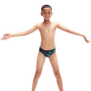 בגד ים בנים | 6.5cm Club Training Jellyfish Glows Brief Navy/Green