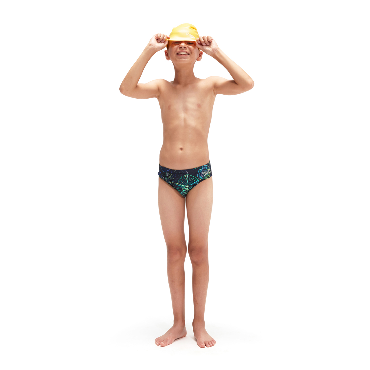 בגד ים בנים | 6.5cm Club Training Jellyfish Glows Brief Navy/Green