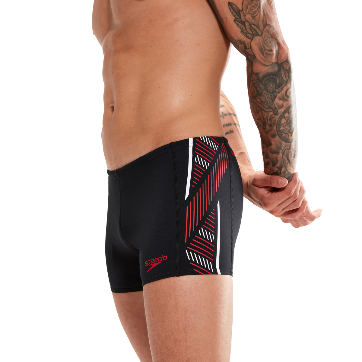 בגד ים מכנסון לגברים | Tech Panel Aquashorts Black/Red