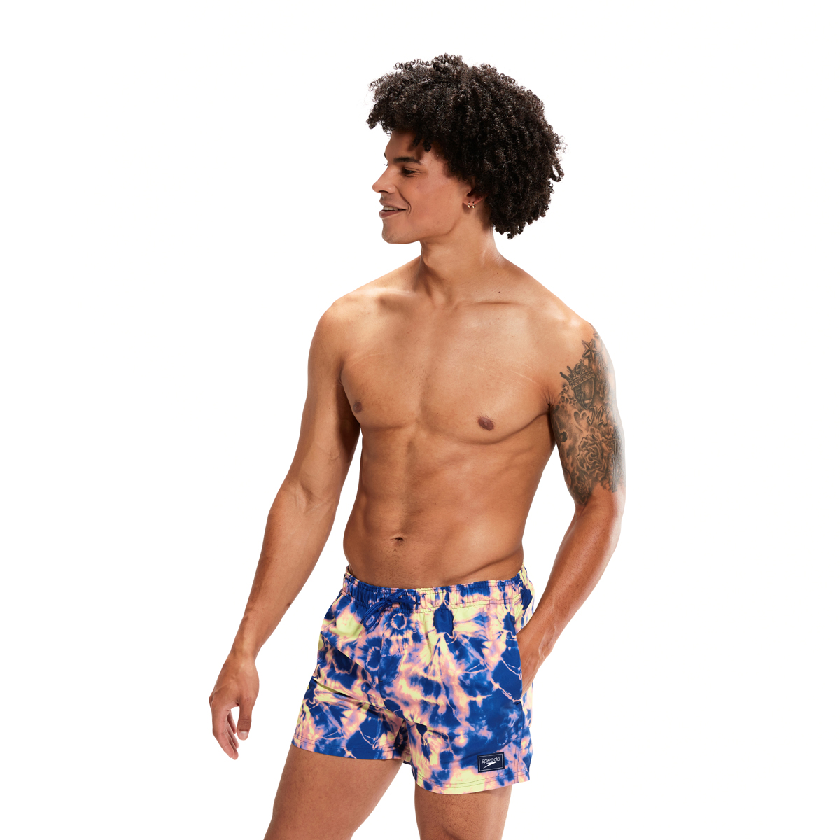 מכנס ים לגברים | Digital Printed Leisure 14" Swim Shorts Blue/Lilac