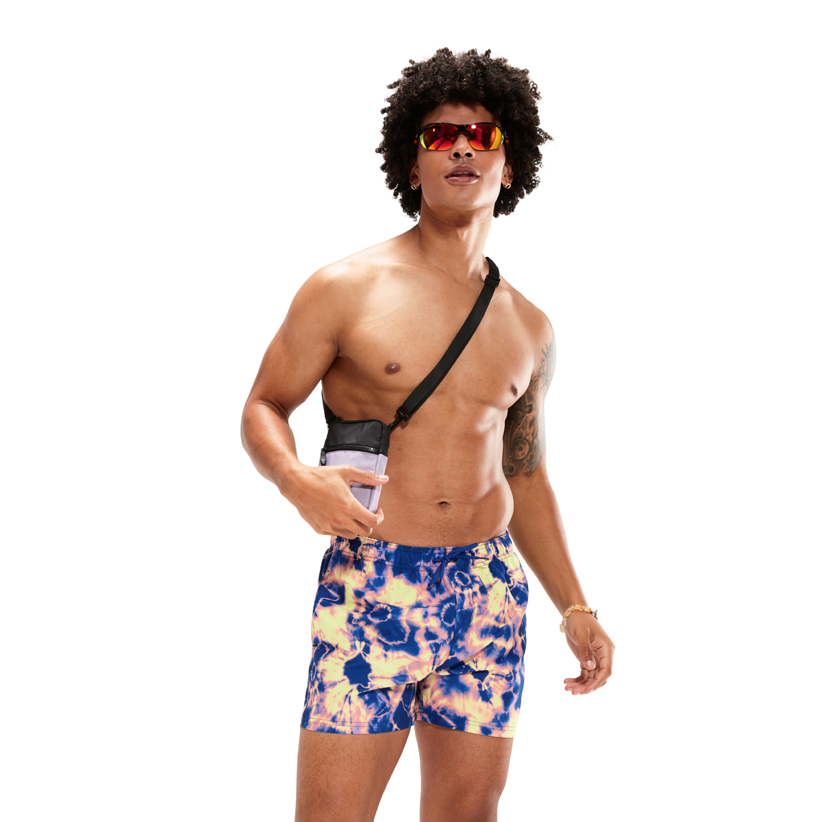 מכנס ים לגברים | Digital Printed Leisure 14" Swim Shorts Blue/Lilac