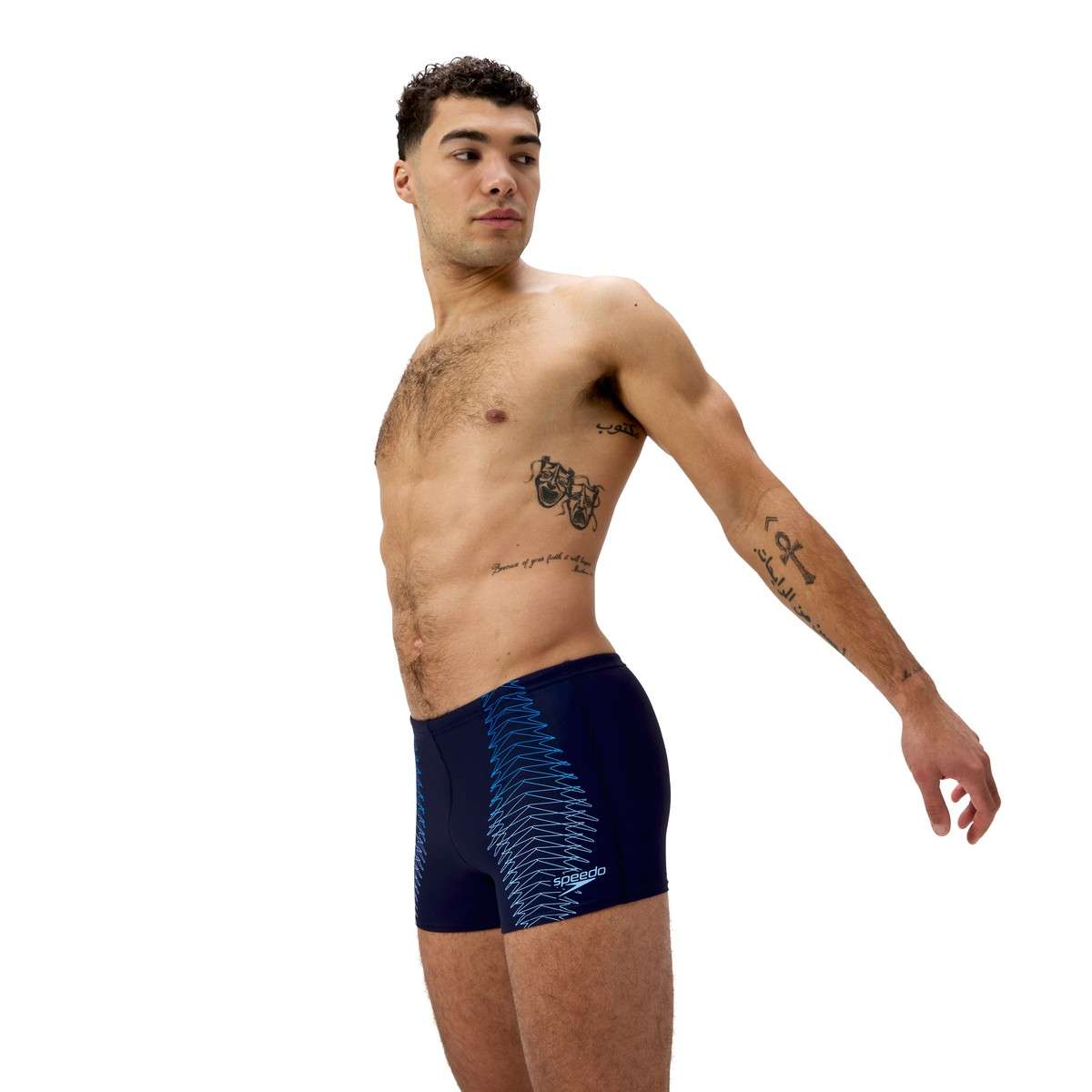 בגד ים מכנסון לגברים | Mens Duo Logo Print Aquashort